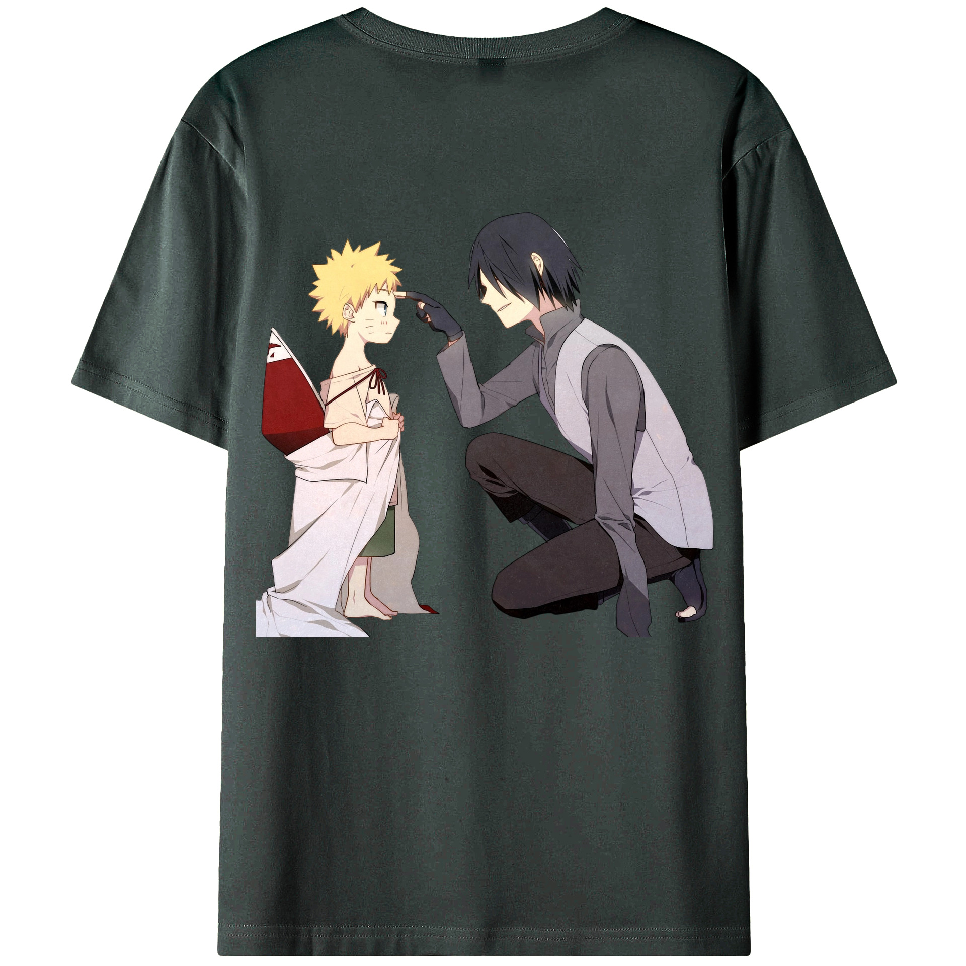 （画像用） NARUTO -ナルト- うちは サスケ Uchiha Sasuke 綿100％ メンズ半袖Tシャツ（バックプリント） 通気性
